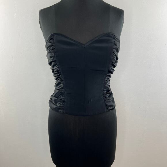 GV Black Top Lined Side Ruched Sweatheart Neck Back Zipper Classic Fit Size 40 - Picture 3 of 6